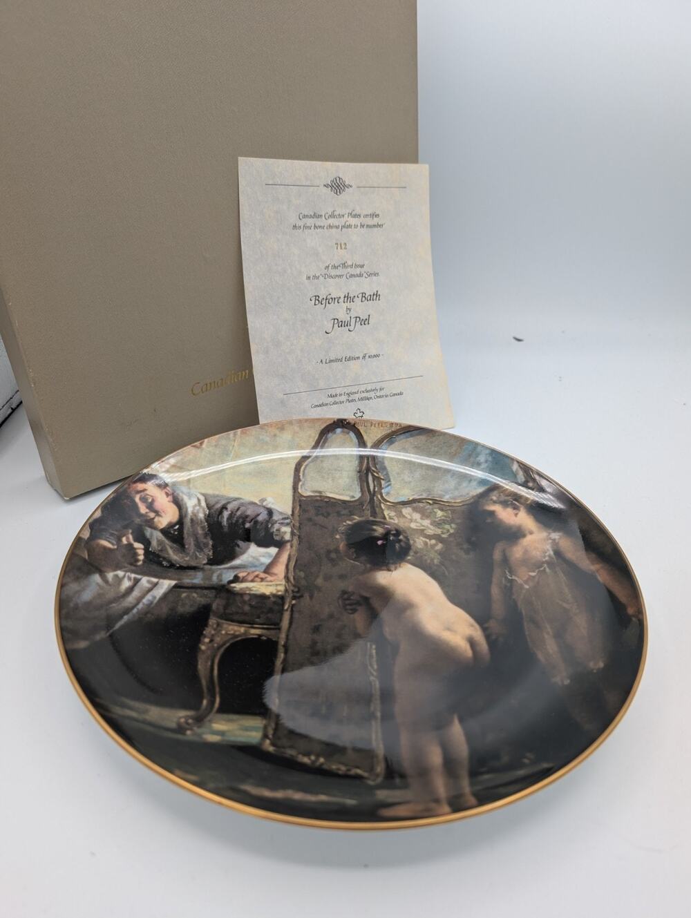 Canadian Collector Plates – “Before the Bath” by Paul Peel – Made in England COA